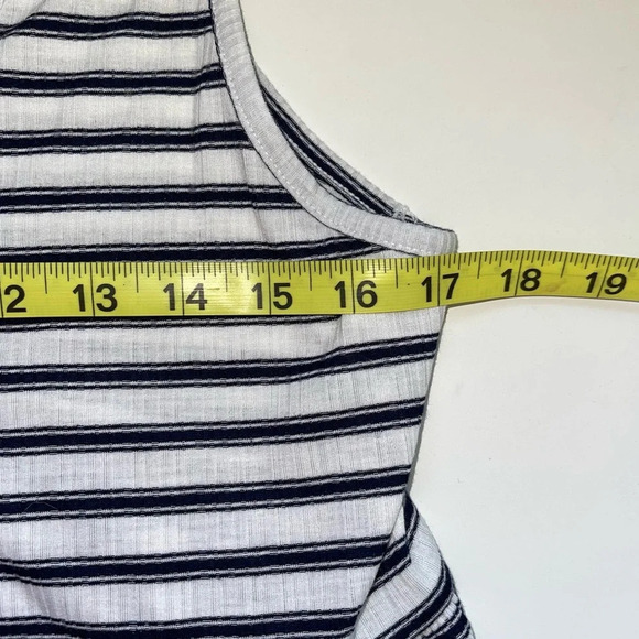 Maurices NWT White & Navy Blue Striped Lace-up Babydoll Tank Top Medium Women’s - Picture 8 of 12